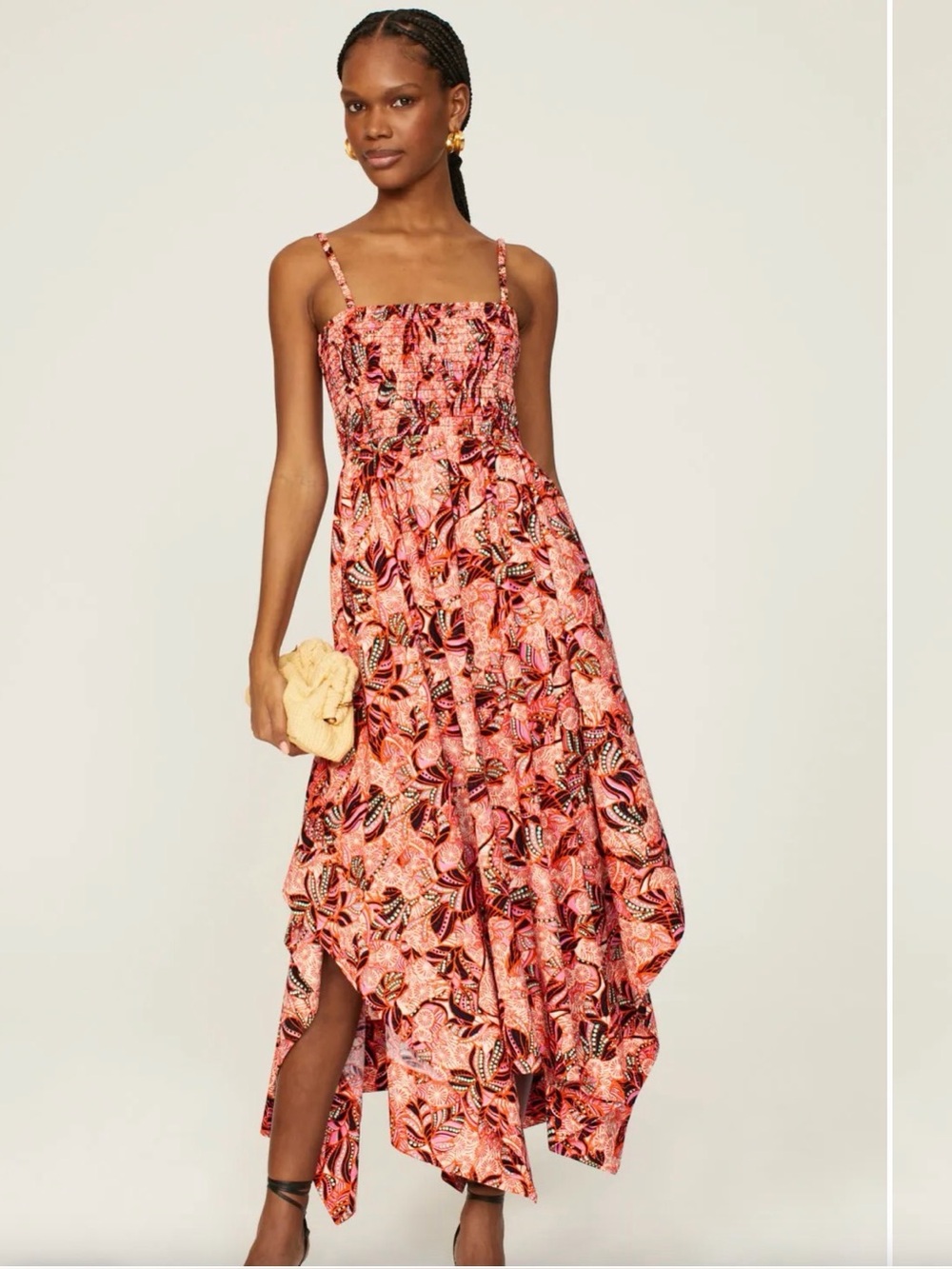 A.L.C. Coral Pink Printed Asymmetrical Sundress